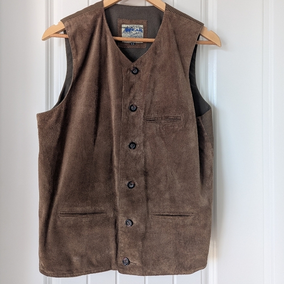 Vintage Brown Suede Vest With Adjustable Back Mens M - Picture 4 of 17